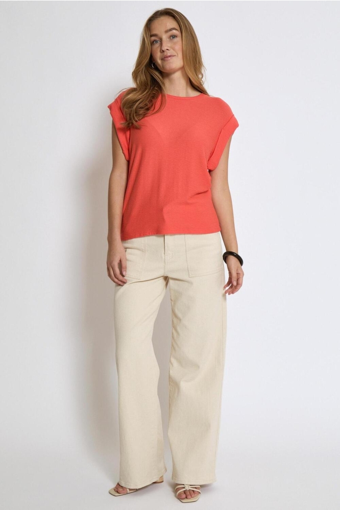 AVERLY WIDE CUFF T SHIRT PC7860 4174 HOT CORAL